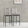 light gray bar stool, velvet stool, modern bar chair, bar stool with metal legs, kitchen stool, dining chair, 2-piece set