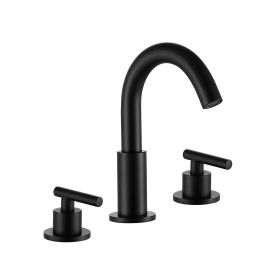 8 in. 3 Holes Double Handle Bathroom Faucet in Matte Black