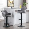 Bar Stools Set of 2 - Adjustable Barstools with Back and Footrest, Counter Height Bar Chairs for Kitchen, Pub -Gray