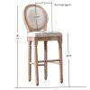 Hengming French Country Wooden Barstools With Upholstered Seating , Beige and Natural