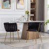 Dining Chair, Thickened fabric chairs with wood legs, Set of 2, Black