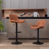 Set of 2 Bar Stools,with Black Footrest and Base Swivel Height Adjustable Mechanical Lifting PU + Black Leg Simple Bar Stool-brown