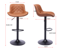 Set of 2 Bar Stools,with Black Footrest and Base Swivel Height Adjustable Mechanical Lifting PU + Black Leg Simple Bar Stool-brown