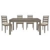 Weathered Gray Finish Rustic Style Dining Set 5pc Table and 4 Side Chairs Set Padded Seat Transitional Wooden Furniture