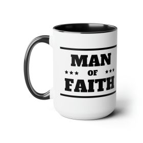 Accent Ceramic Coffee Mug 15oz - Man Of Faith Black Illustration