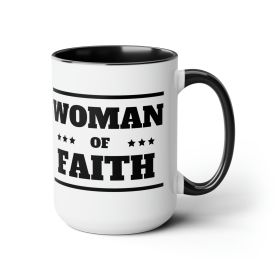 Accent Ceramic Coffee Mug 15oz - Woman Of Faith Black Illustration