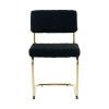 Modern simple light luxury dining Black chair home bedroom stool back dressing chair student desk chair gold metal legs(set of 4)