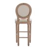 Hengming French Country Wooden Barstools With Upholstered Seating , Beige and Natural