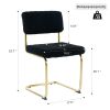 Modern simple light luxury dining Black chair home bedroom stool back dressing chair student desk chair gold metal legs(set of 4)