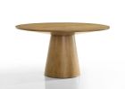 Jasper Driftwood Finish 5 Piece 59" Wide Contemporary Round Dining Table Set with Beige Fabric Chairs