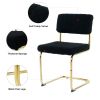 Modern simple light luxury dining Black chair home bedroom stool back dressing chair student desk chair gold metal legs(set of 4)