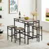 Bar table set 5PC Dinging table set with high stools, structural strengthening, industrial style. Grey, 43.31'' L x 23.62'' W x 35.43'' H.