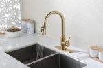 Single Handle High Arc Brushed Nickel Pull Out Kitchen Faucet,
Single Level Stainless Steel Kitchen Sink Faucets with Pull Down Sprayer