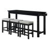 4pc Counter Height Dining Set Black Finish Counter Height Table w Drawer Built-in USB Ports Power Outlets and 3 Stools Casual Dining Furniture