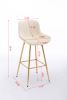 26 Inch Set of 2 Bar Stools,with Chrome Footrest Velvet Fabric Counter Stool Golden Leg Simple Bar Stool,CREAM