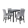 TOPMAX 5-Piece Counter Height Dining Set Wood Square Dining Room Table and Chairs Stools w/Footrest & 4 Upholstered high-back Chairs,Black