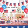 4th of July Tablecloth, American Flag Plastic Table Covers for Patriotic Party Supplies