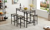 Bar table set 5PC Dinging table set with high stools, structural strengthening, industrial style. Grey, 43.31'' L x 23.62'' W x 35.43'' H.