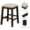 TOPMAX 4 Pieces Counter Height Table with Fabric Padded Stools, Rustic Bar Dining Set with Socket, Brown