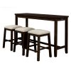 TOPMAX 4 Pieces Counter Height Table with Fabric Padded Stools, Rustic Bar Dining Set with Socket, Brown