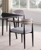 Modern Contemporary 5pc Dining Set Black Sintered Stone Table and Gray Chairs Fabric Upholstered Stylish Furniture