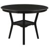 TREXM 5-Piece Kitchen Dining Table Set Round Table with Bottom Shelf, 4 Upholstered Chairs for Dining Room(Espresso)