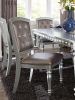 Glamorous Silver Finish Dining Set 5pc Dining Table 4x Side Chairs Crystal Button Tufted Upholstered Modern Style Furniture