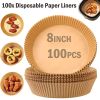 100pcs Air Fryer Liners Disposable Paper Liner For Roasting Microwave