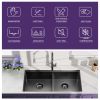 All In One 33x19Inch Undermount Gunmetal Black Double Bowl Kitchen Sink 18 Guage Stainless Steel With Faucet