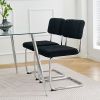 Modern simple light luxury dining chair Black chair Family bedroom stool back Dressing chair Student chair Metal legs (silver) Bow chair (set of 2)