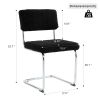 Modern simple light luxury dining chair Black chair Family bedroom stool back Dressing chair Student chair Metal legs (silver) Bow chair (set of 2)