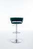 Set of 2 Bar Stools,with Chrome Footrest and Base Swivel Height Adjustable Mechanical Lifting Velvet + Bar Stool-GREEN