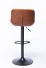 Set of 2 Bar Stools,with Black Footrest and Base Swivel Height Adjustable Mechanical Lifting PU + Black Leg Simple Bar Stool-brown