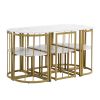 TOPMAX Modern 7-Piece Dining Table Set with Faux Marble Compact 55Inch Kitchen Table Set for 6, Golden+White