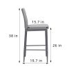 light gray bar stool, velvet stool, modern bar chair, bar stool with metal legs, kitchen stool, dining chair, 2-piece set