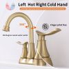 2-Handle 4-Inch Brushed Gold Bathroom Faucet, Bathroom Vanity Sink Faucets with Pop-up Drain and Supply Hoses