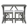 TOPMAX Farmhouse 3-Piece Counter Height Dining Table Set with USB Port and Upholstered Stools,Gray