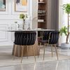 Dining Chair, Thickened fabric chairs with wood legs, Set of 2, Black