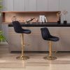 Set of 2 Bar Stools,with Chrome Footrest and Base Swivel Height Adjustable Mechanical Lifting Velvet + Golden Leg Simple Bar Stool-black