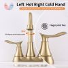 2-Handle 4-Inch Brushed Gold Bathroom Faucet, Bathroom Vanity Sink Faucets with Pop-up Drain and Supply Hoses