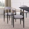 Modern Contemporary 5pc Dining Set Black Sintered Stone Table and Gray Chairs Fabric Upholstered Stylish Furniture