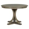 TREXM 5-Piece Retro Round Dining Table Set with Curved Trestle Style Table Legs and 4 Upholstered Chairs for Dining Room (Taupe)