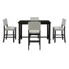 TREXM 5-Piece Counter Height Dining Set, Classic Elegant Table and 4 Chairs in Espresso and Beige