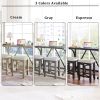 TOPMAX Farmhouse 3-Piece Counter Height Dining Table Set with USB Port and Upholstered Stools,Gray