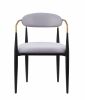 Modern Contemporary 5pc Dining Set Black Sintered Stone Table and Gray Chairs Fabric Upholstered Stylish Furniture