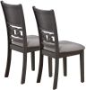 Contemporary Dining 5pc Set Round Table w 4x Side Chairs Grey Finish Rubberwood Unique Design