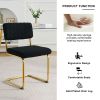 Modern simple light luxury dining Black chair home bedroom stool back dressing chair student desk chair gold metal legs(set of 4)