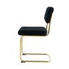 Modern simple light luxury dining Black chair home bedroom stool back dressing chair student desk chair gold metal legs(set of 4)