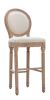 Hengming French Country Wooden Barstools With Upholstered Seating , Beige and Natural