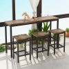 Modern Design Kitchen Dining Table, Pub Table, Long Dining Table Set with 3 Stools, Easy Assembly, Natural (W75753848)